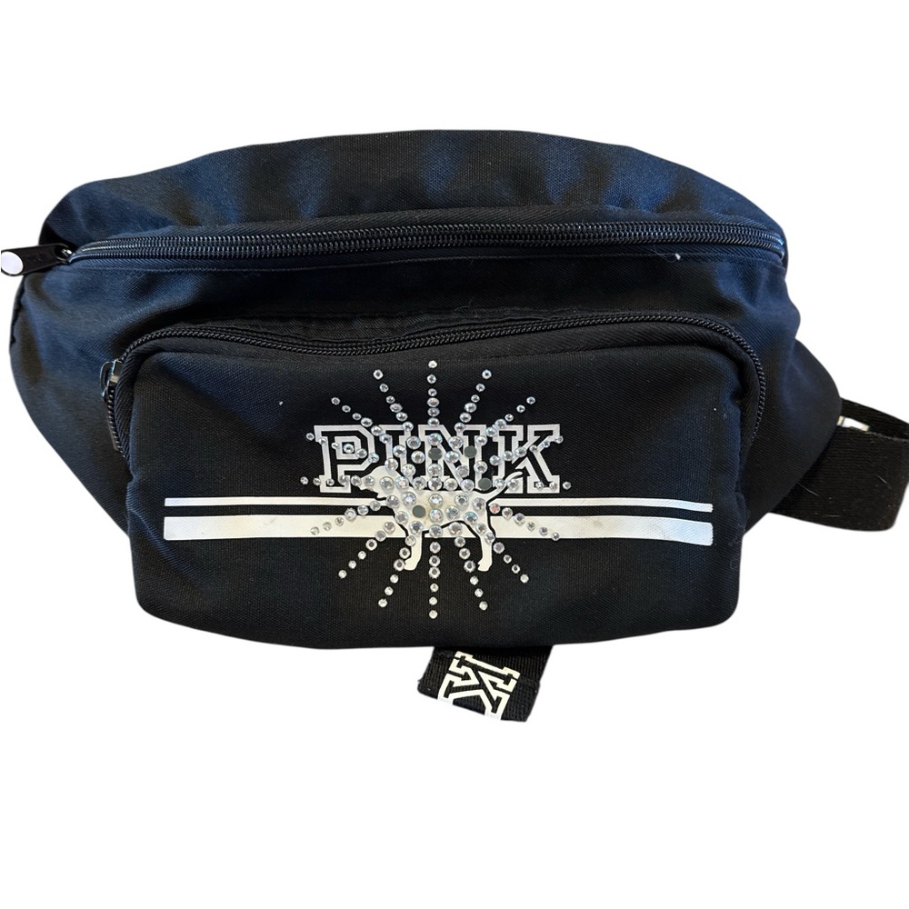 PINK Victoria's Secret Black Belt Bag with Silver Accents